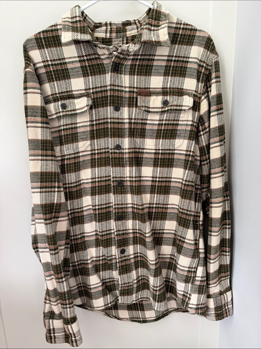 Orvis Olive and Cream Plaid Lightweight Shirt Jacket